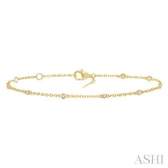 1/6 Ctw Circular Mount Round Cut Diamond Station Bracelet in 10K Yellow Gold