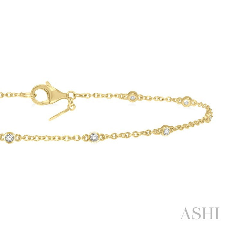 1/6 Ctw Circular Mount Round Cut Diamond Station Bracelet in 10K Yellow Gold
