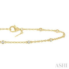 1/6 Ctw Circular Mount Round Cut Diamond Station Bracelet in 10K Yellow Gold