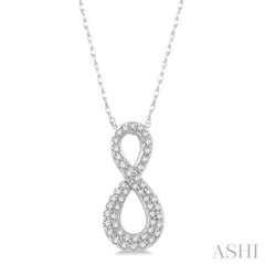 1/4 Ctw Round Cut Diamond Infinity Pendant With Chain in 14K White Gold