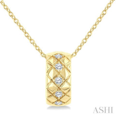 1/10 Ctw Bold Diagonal Crisscross Round Cut Diamond Fashion Pendant With Chain in 10K Yellow Gold