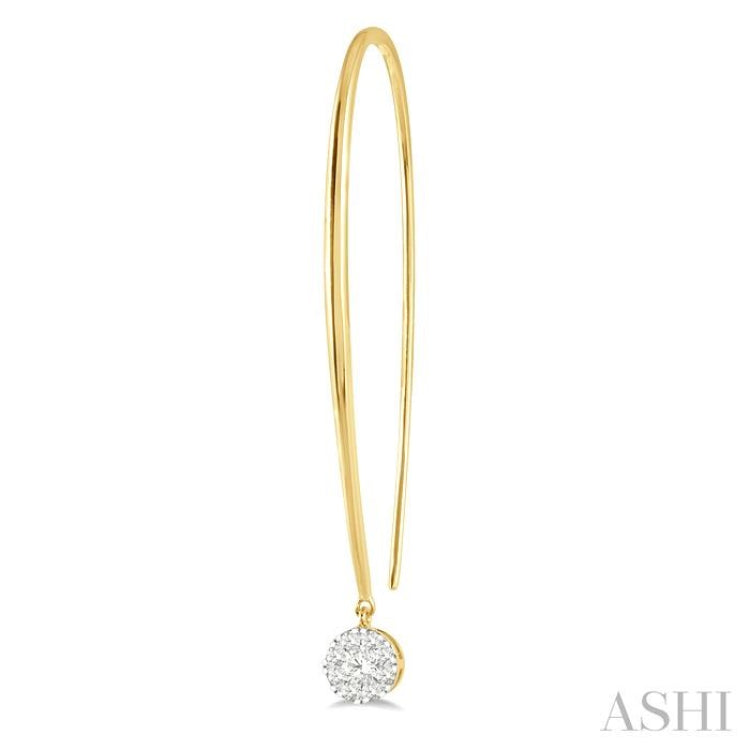1/3 Ctw Round Dangler Lovebright Diamond Earrings in 14K Yellow and White Gold