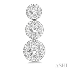 3/4 Ctw Hanging Triple Mount Lovebright Round Cut Diamond Earrings in 14K White Gold