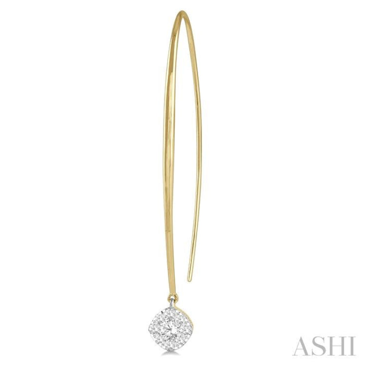 1/3 Ctw Cushion Shape Lovebright Round Cut Diamond Earrings in 14K Yellow & White Gold