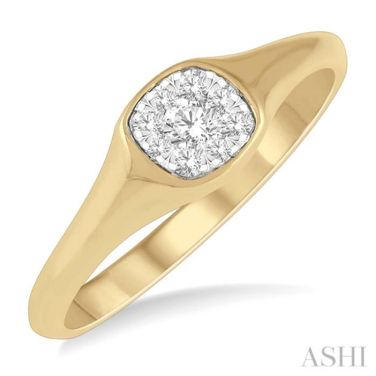 1/4 Ctw Cushion Shape Lovebright Diamond Ring in 14K Yellow and White Gold