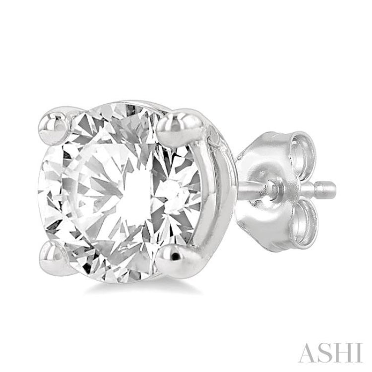 2 Ctw Diamond Stud Earrings in 14K White Gold