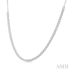 1 Ctw Round Cut Diamond Halfway Tennis Necklace in 10K White Gold