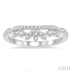 1/3 Ctw Alternating Marquise and Circular Mount Round Cut Diamond Curved Band in 14K White Gold
