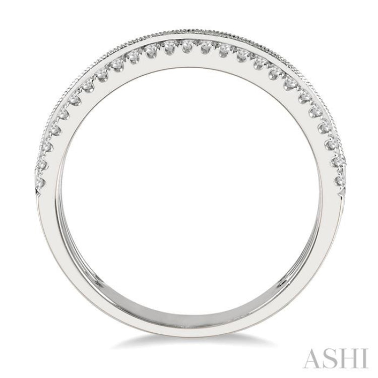 3/8 Ctw Split Baguette and Round Cut Diamond Fashion Band in 14K White Gold