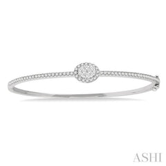 1 Ctw Oval Shape Round Cut Diamond Lovebright Stackable Bangle in 14K White Gold