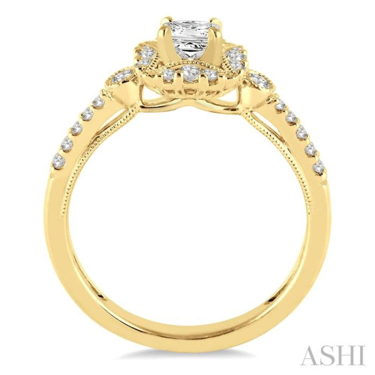 1/4 Ctw Diamond Semi-mount Engagement Ring in 14K Yellow Gold