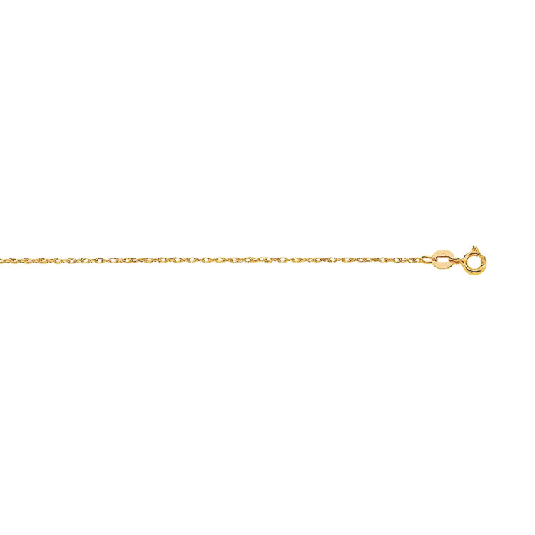 14K Yellow Gold .85mm Machine Rope 16 Chain (Carded) with Spring Ring Lock