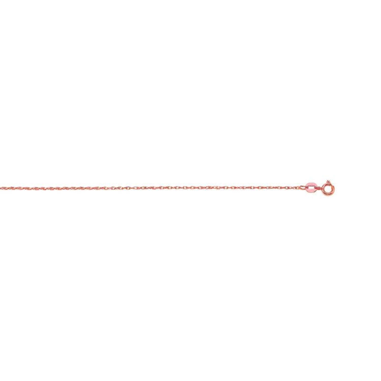 14K Rose Gold .85mm Machine Rope 16 Chain (Carded) with Spring Ring Lock