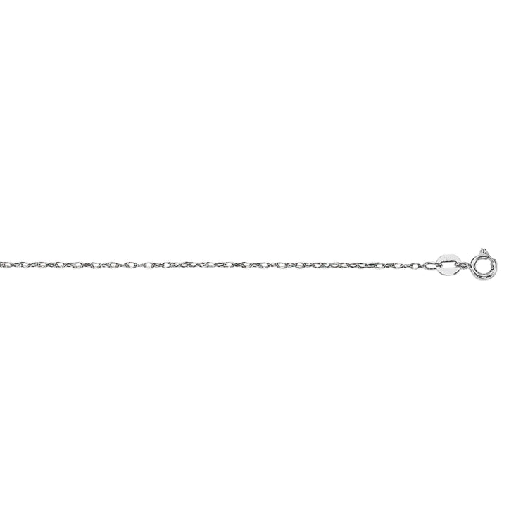 14K White Gold .85mm Machine Rope 20 Chain (Carded) with Spring Ring