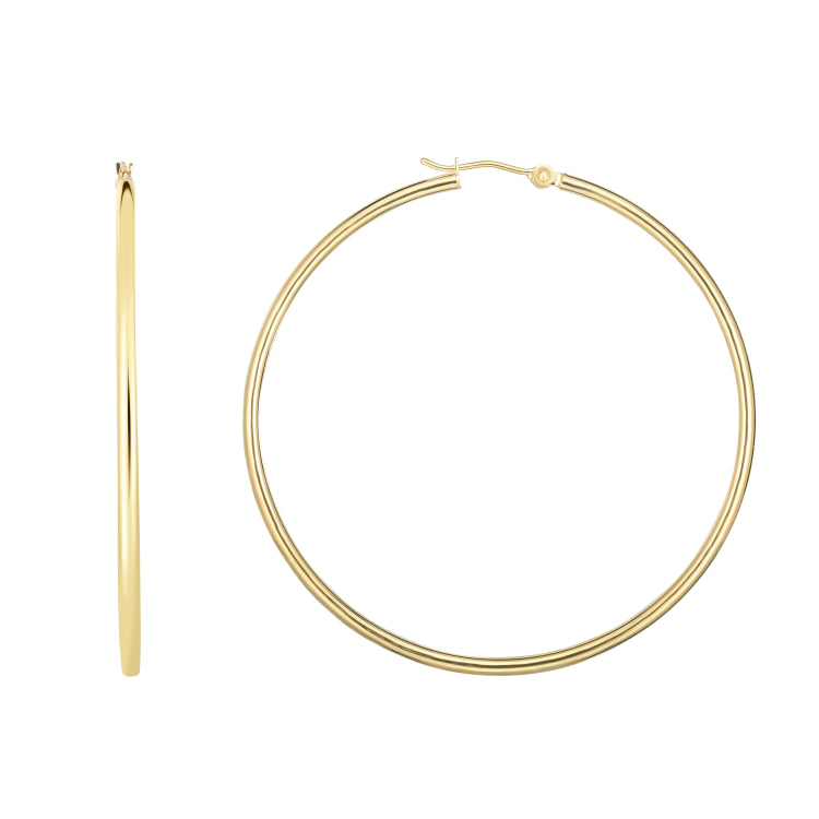 14K Yellow Gold 2x45mm Hoop EarringView related hoops in this series here.