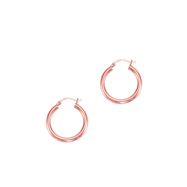 14K Rose Gold 3x25mm Hoop Earring