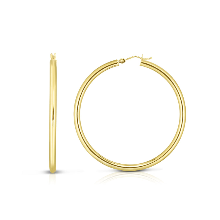 14K Yellow Gold 3x25mm Hoop Earring