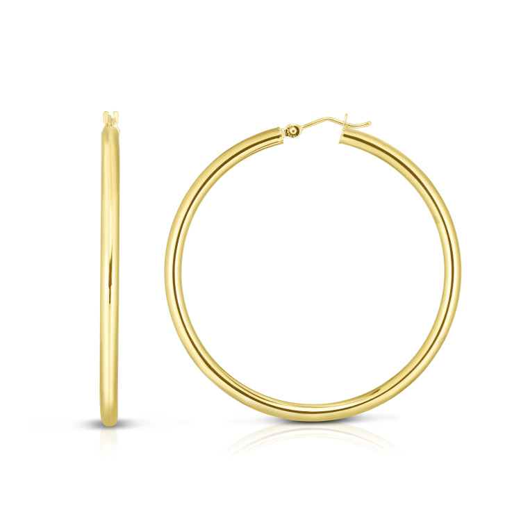 14K Yellow Gold 3x40mm Hoop Earring