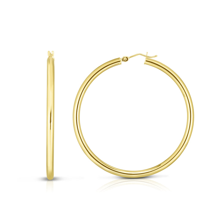 14K Yellow Gold 3x30mm Hoop Earring