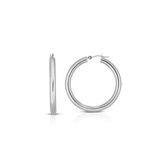 14K White Gold 4x25mm Hoop Earring