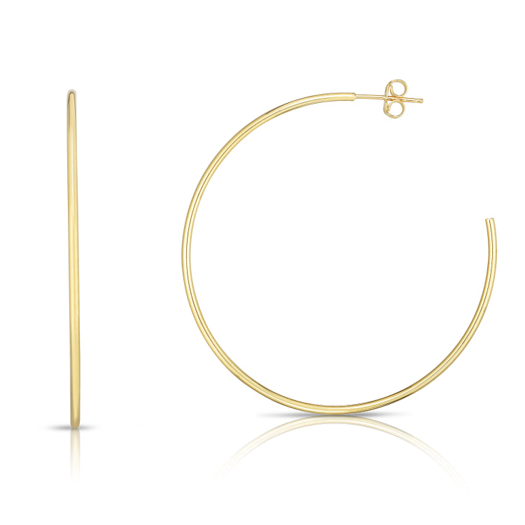14K Yellow Gold 1.5x50mm  C Hoop  with Push Back Closure