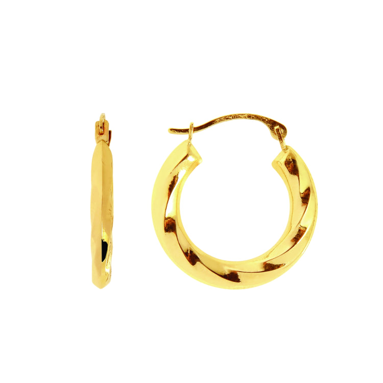 14K Yellow Gold Chubby Twist Back to Back Hoop Earring