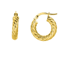 14K Yellow Gold Small Twist Hoop Earring
