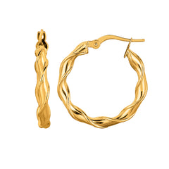 14K Yellow Gold 20mm Twist Hoop Earring