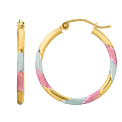 14K Tri-color Gold Polished Hoop Earring