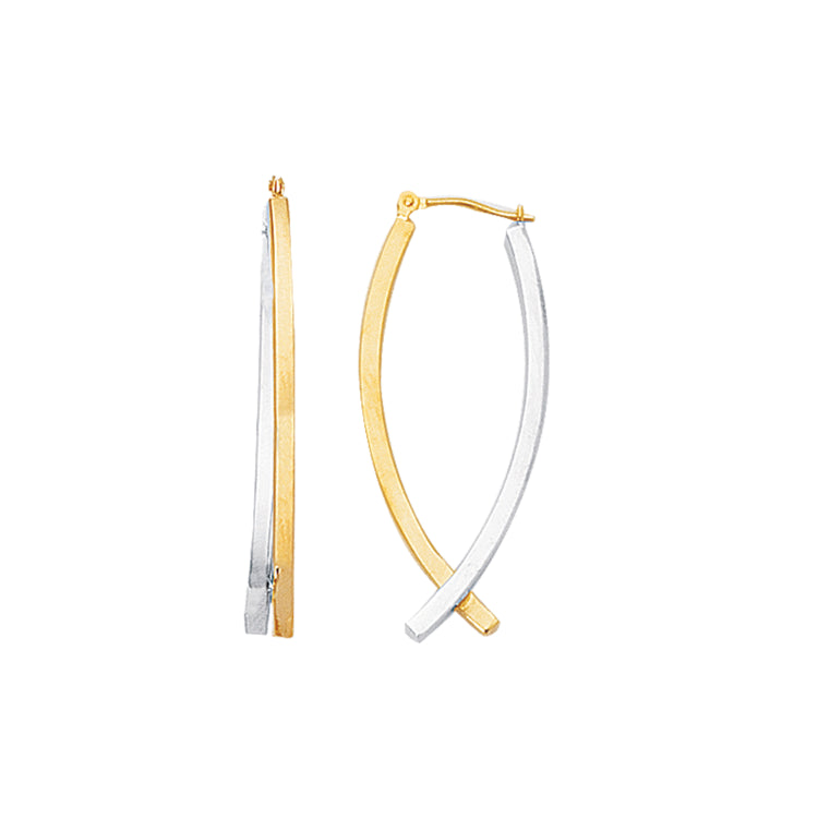 14K Yellow and White Gold Polished Hoop Earring