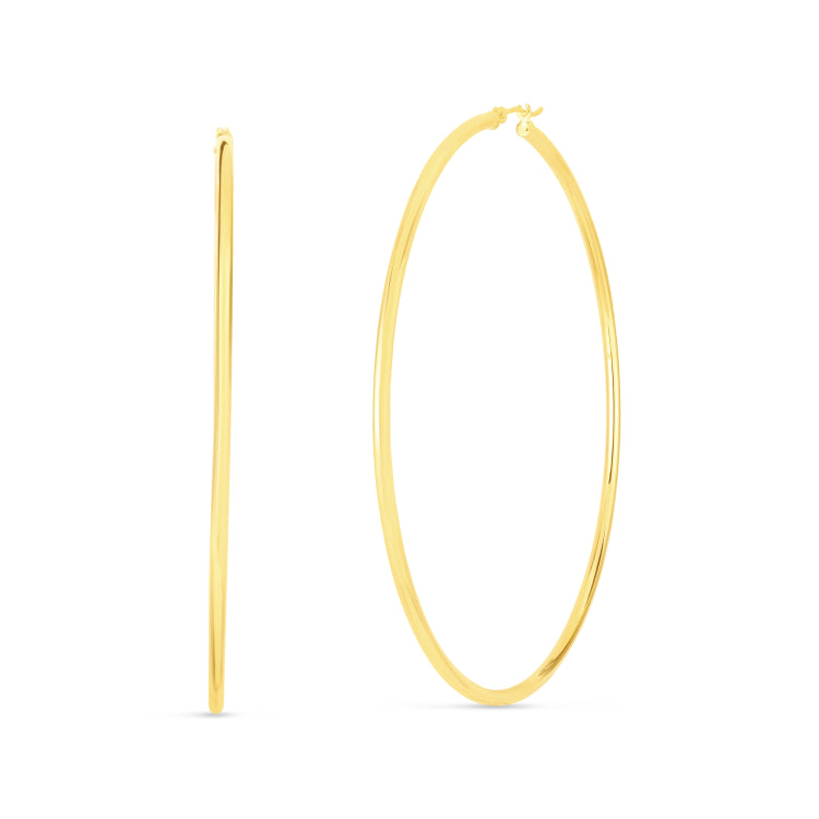 14K Yellow Gold 2x70mm Polished Hoop Earring