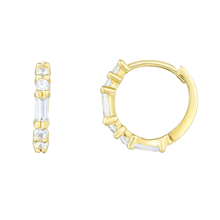 14K Yellow Gold CZ Huggie Earring