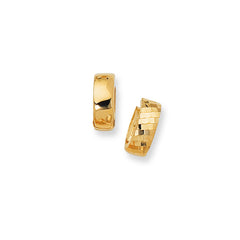 14K Yellow Gold Reversible Diamond Cut & Polished Huggie Earring