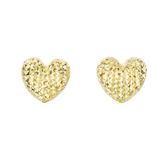 14K Yellow Gold Large Diamond Cut Heart Post Earring