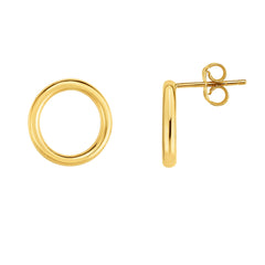 14K Yellow Gold Open Circle Stud Earring