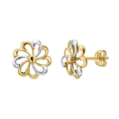 14K Yellow Gold Flower Stud Earring
