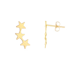14K Yellow Gold Star Ear Climber