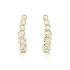 14K Yellow Gold Graduated Round Bezel CZ Ear Climber