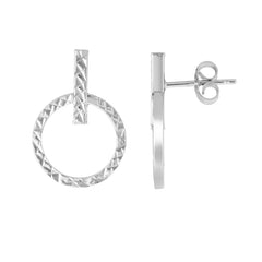 14K White Gold Diamond Cut Earring