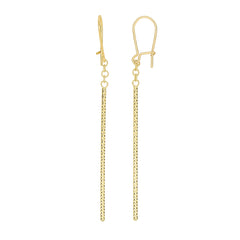 14K Yellow Gold Diamond Cut Bar Linear Drop Earring