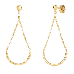 14K Yellow Gold Polished Curved Bar Drop Earring