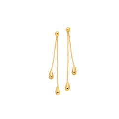 14K Yellow Gold Polished Double Tear Drop Earring