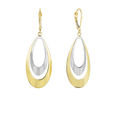 14K Yellow & White Gold Tear Drop Dangle Earring