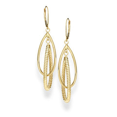 14K Yellow Gold Polished & Twist Dangle Earring