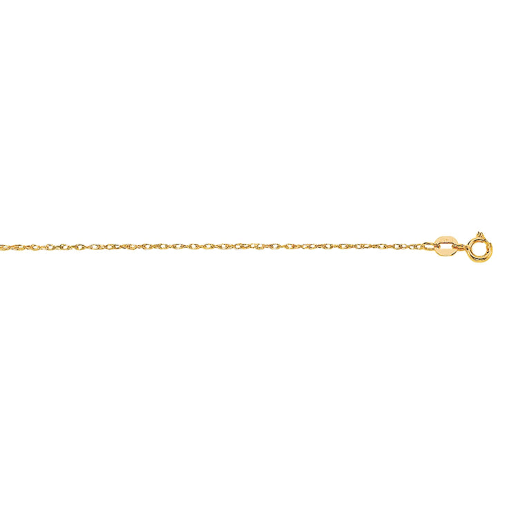 10K Gold .85mm Machine Rope Chain Carded with Spring Ring