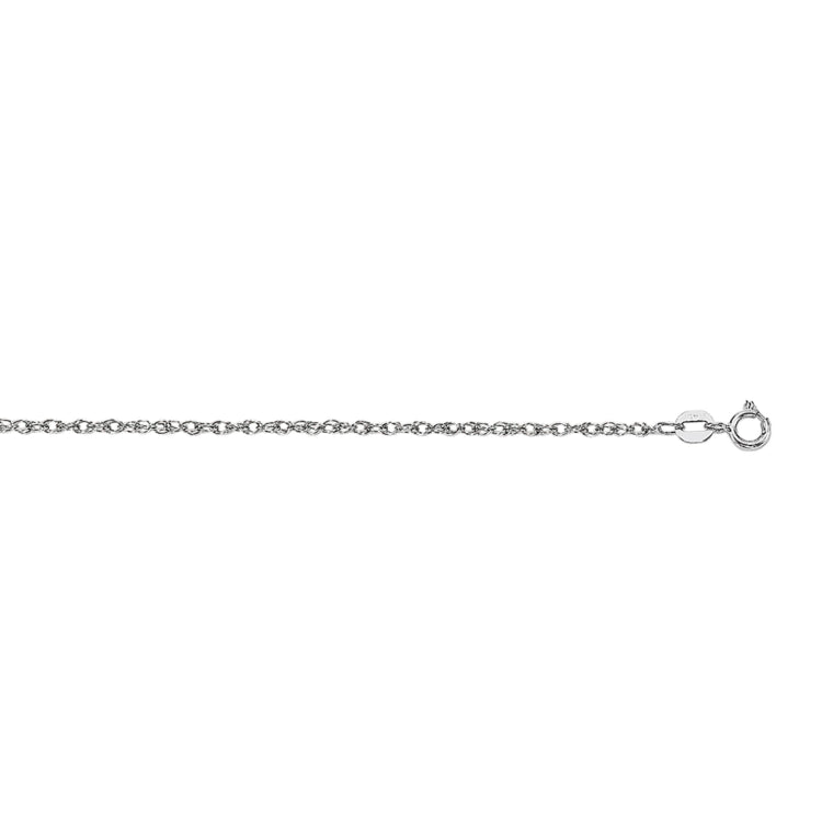 10K White Gold .95mm Machine Rope 16 Chain Carded with Spring Ring