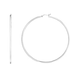 Sterling Silver 75mm Runway Hoop Earring