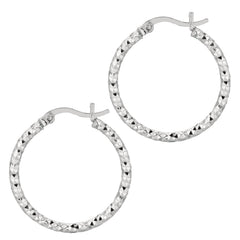Sterling Silver 2x20MM Diamond Cut Hoop Earring
