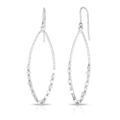 Sterling Silver Long Oval Mirror Chain Dangle Earring