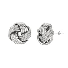 Sterling Silver Mini Textured & Polished Love Knot Earring